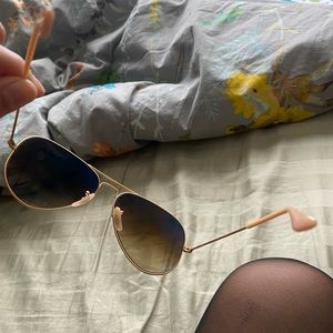 Ray ban brown gradient aviator sunglasses with gold frames
